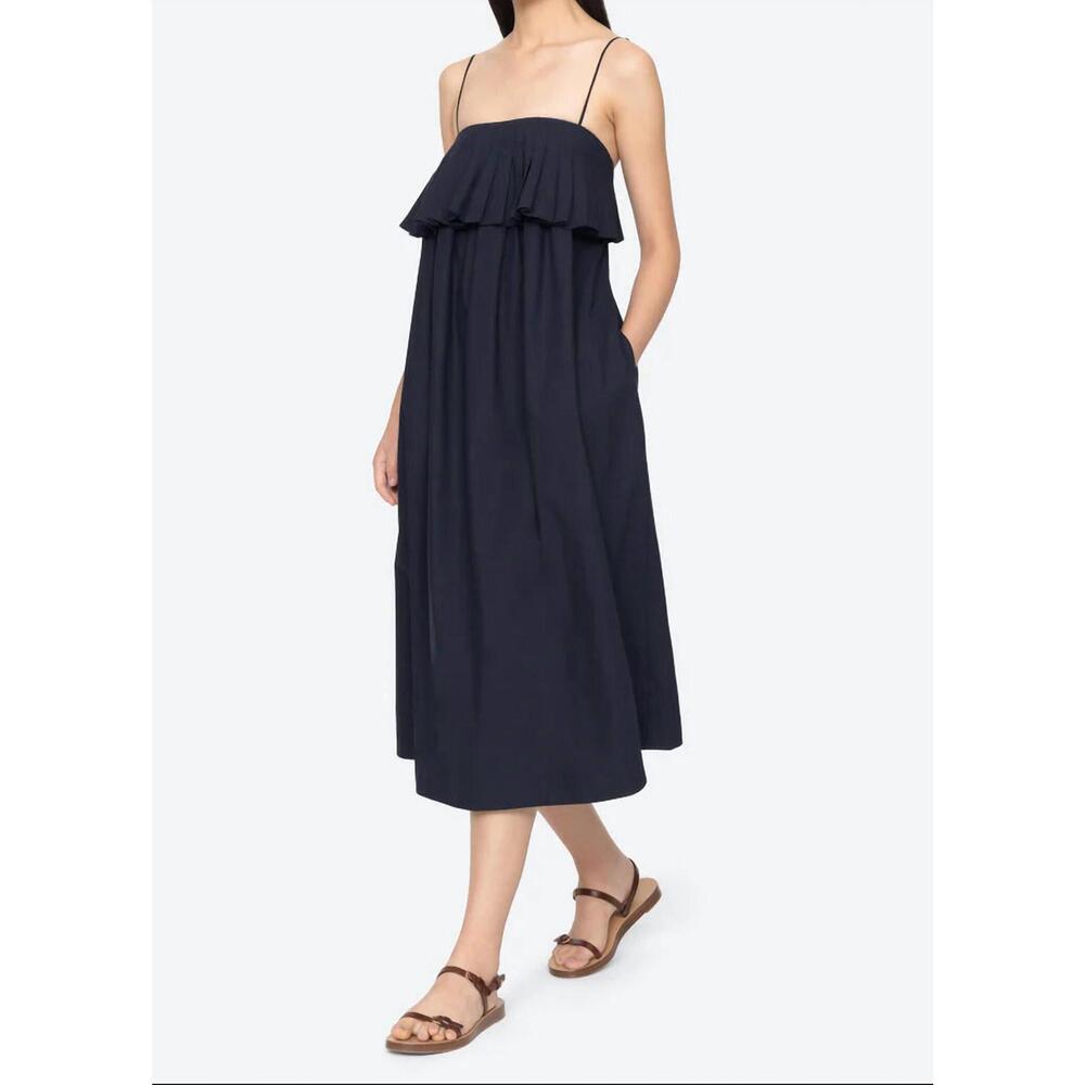 NEW SEA lois twill dress in navy